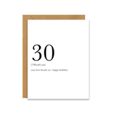 30th Birthday Definition Card
